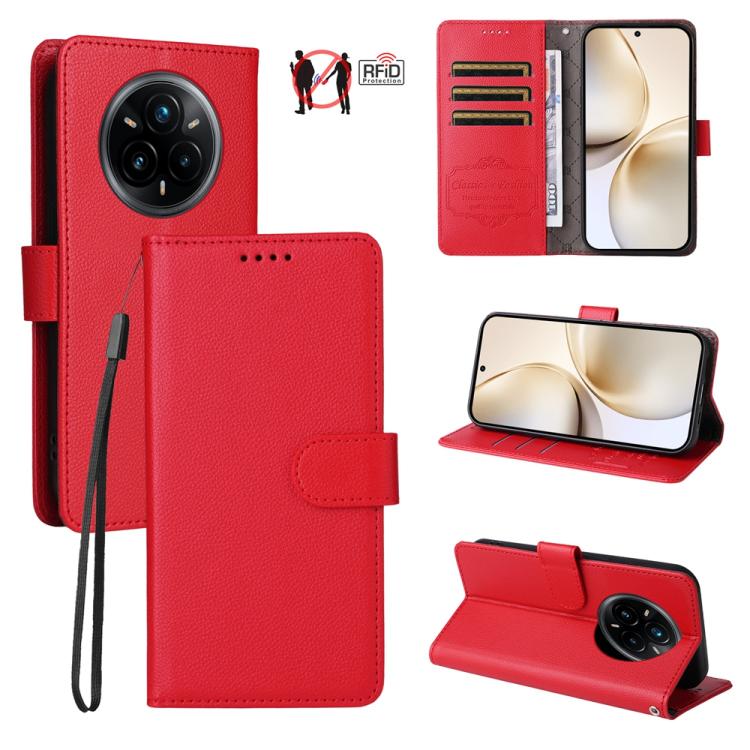 Litchi Texture RFID Blocking 3-Card Wallet Leather Phone Case, For Realme 16 Pro+ 5G, For Realme 16 Pro 5G, For Realme 15x 5G India / Realme C85 5G, For Realme C85 Pro 4G, For Realme 15T 5G, For Realme Narzo 80 Lite 4G / C71 India                      ...