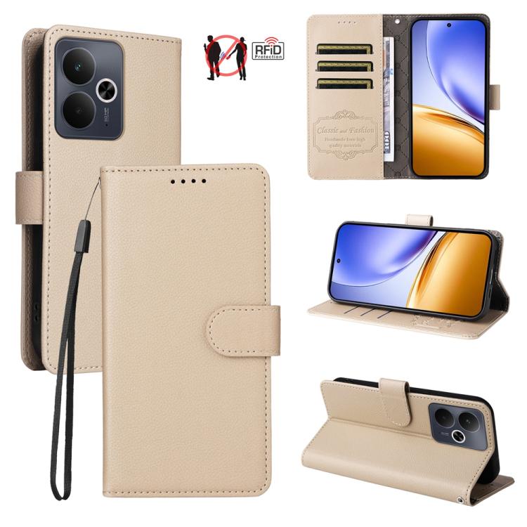 Litchi Texture RFID Blocking 3-Card Wallet Leather Phone Case, For Realme 16 Pro+ 5G, For Realme 16 Pro 5G, For Realme 15x 5G India / Realme C85 5G, For Realme C85 Pro 4G, For Realme 15T 5G, For Realme Narzo 80 Lite 4G / C71 India                      ...