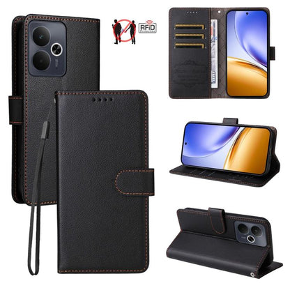 Litchi Texture RFID Blocking 3-Card Wallet Leather Phone Case, For Realme 16 Pro+ 5G, For Realme 16 Pro 5G, For Realme 15x 5G India / Realme C85 5G, For Realme C85 Pro 4G, For Realme 15T 5G, For Realme Narzo 80 Lite 4G / C71 India                      ...