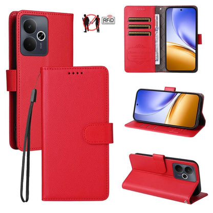 Litchi Texture RFID Blocking 3-Card Wallet Leather Phone Case, For Realme 16 Pro+ 5G, For Realme 16 Pro 5G, For Realme 15x 5G India / Realme C85 5G, For Realme C85 Pro 4G, For Realme 15T 5G, For Realme Narzo 80 Lite 4G / C71 India                      ...