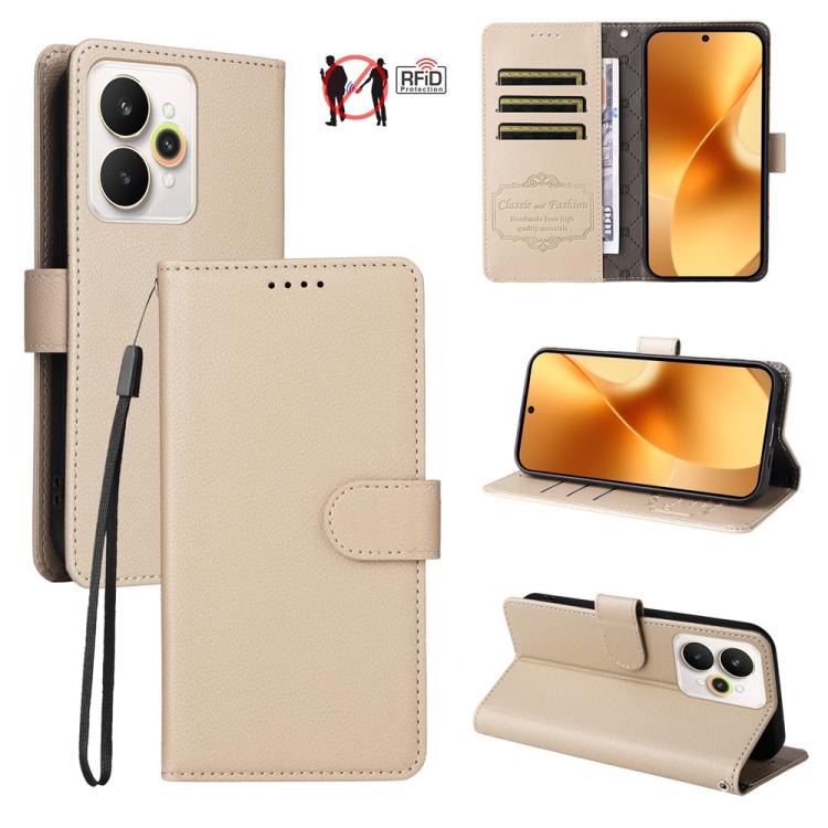 Litchi Texture RFID Blocking 3-Card Wallet Leather Phone Case, For Realme 16 Pro+ 5G, For Realme 16 Pro 5G, For Realme 15x 5G India / Realme C85 5G, For Realme C85 Pro 4G, For Realme 15T 5G, For Realme Narzo 80 Lite 4G / C71 India                      ...