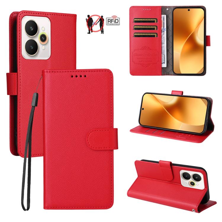 Litchi Texture RFID Blocking 3-Card Wallet Leather Phone Case, For Realme 16 Pro+ 5G, For Realme 16 Pro 5G, For Realme 15x 5G India / Realme C85 5G, For Realme C85 Pro 4G, For Realme 15T 5G, For Realme Narzo 80 Lite 4G / C71 India                      ...