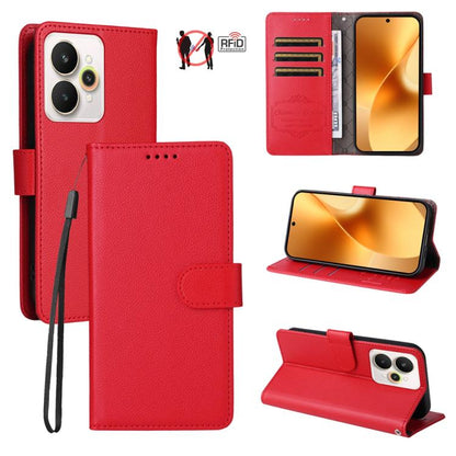Litchi Texture RFID Blocking 3-Card Wallet Leather Phone Case, For Realme 16 Pro+ 5G, For Realme 16 Pro 5G, For Realme 15x 5G India / Realme C85 5G, For Realme C85 Pro 4G, For Realme 15T 5G, For Realme Narzo 80 Lite 4G / C71 India                      ...
