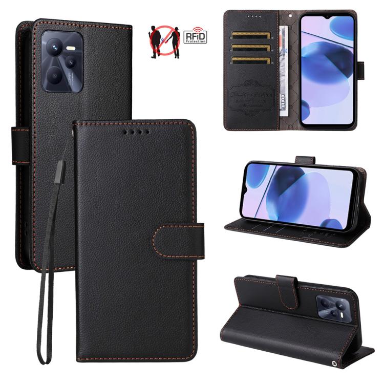 Litchi Texture RFID Blocking 3-Card Wallet Leather Phone Case, For Realme 16 Pro+ 5G, For Realme 16 Pro 5G, For Realme 15x 5G India / Realme C85 5G, For Realme C85 Pro 4G, For Realme 15T 5G, For Realme Narzo 80 Lite 4G / C71 India                      ...