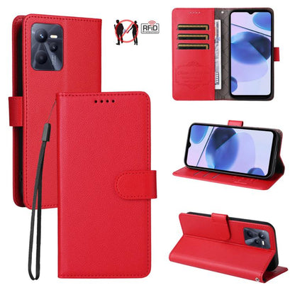 Litchi Texture RFID Blocking 3-Card Wallet Leather Phone Case, For Realme 16 Pro+ 5G, For Realme 16 Pro 5G, For Realme 15x 5G India / Realme C85 5G, For Realme C85 Pro 4G, For Realme 15T 5G, For Realme Narzo 80 Lite 4G / C71 India                      ...