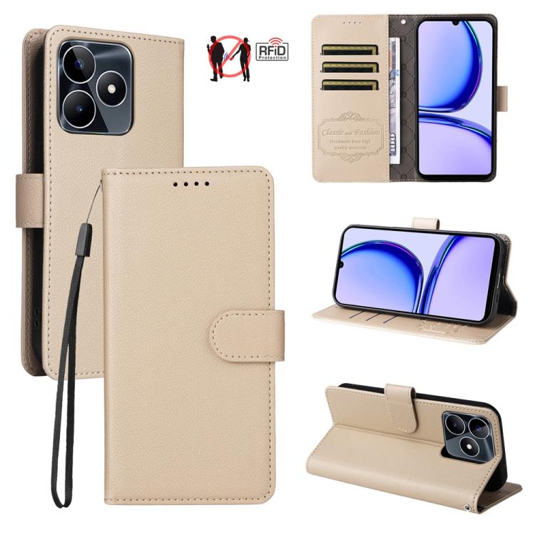 Litchi Texture RFID Blocking 3-Card Wallet Leather Phone Case, For Realme 16 Pro+ 5G, For Realme 16 Pro 5G, For Realme 15x 5G India / Realme C85 5G, For Realme C85 Pro 4G, For Realme 15T 5G, For Realme Narzo 80 Lite 4G / C71 India                      ...