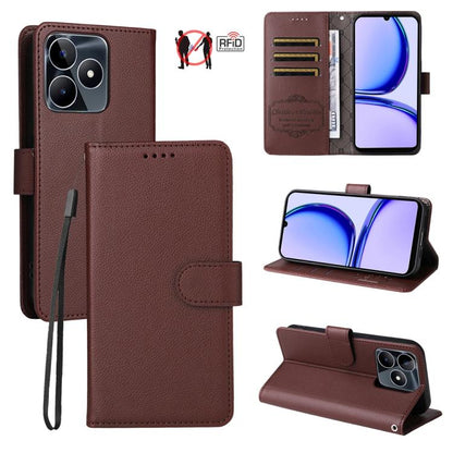 Litchi Texture RFID Blocking 3-Card Wallet Leather Phone Case, For Realme 16 Pro+ 5G, For Realme 16 Pro 5G, For Realme 15x 5G India / Realme C85 5G, For Realme C85 Pro 4G, For Realme 15T 5G, For Realme Narzo 80 Lite 4G / C71 India                      ...