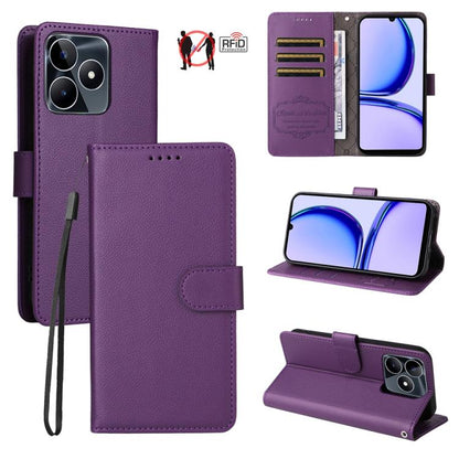 Litchi Texture RFID Blocking 3-Card Wallet Leather Phone Case, For Realme 16 Pro+ 5G, For Realme 16 Pro 5G, For Realme 15x 5G India / Realme C85 5G, For Realme C85 Pro 4G, For Realme 15T 5G, For Realme Narzo 80 Lite 4G / C71 India                      ...