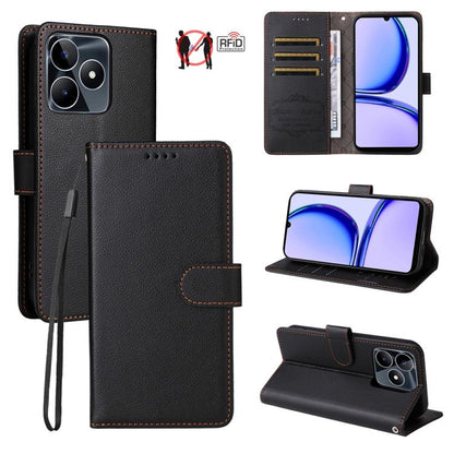 Litchi Texture RFID Blocking 3-Card Wallet Leather Phone Case, For Realme 16 Pro+ 5G, For Realme 16 Pro 5G, For Realme 15x 5G India / Realme C85 5G, For Realme C85 Pro 4G, For Realme 15T 5G, For Realme Narzo 80 Lite 4G / C71 India                      ...