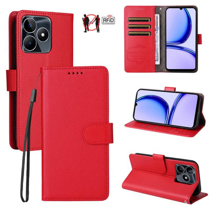 Litchi Texture RFID Blocking 3-Card Wallet Leather Phone Case, For Realme 16 Pro+ 5G, For Realme 16 Pro 5G, For Realme 15x 5G India / Realme C85 5G, For Realme C85 Pro 4G, For Realme 15T 5G, For Realme Narzo 80 Lite 4G / C71 India                      ...