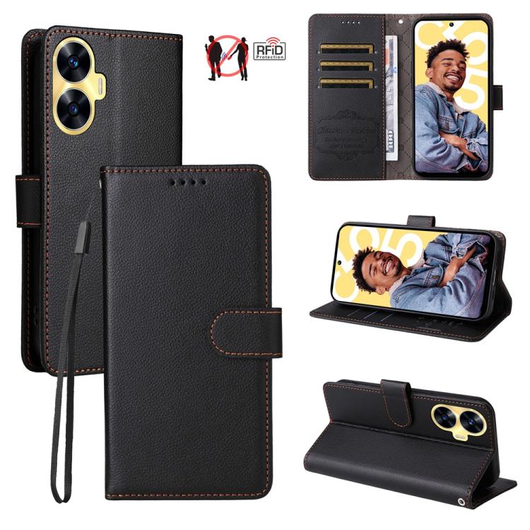 Litchi Texture RFID Blocking 3-Card Wallet Leather Phone Case, For Realme 16 Pro+ 5G, For Realme 16 Pro 5G, For Realme 15x 5G India / Realme C85 5G, For Realme C85 Pro 4G, For Realme 15T 5G, For Realme Narzo 80 Lite 4G / C71 India                      ...