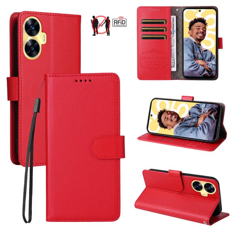 Litchi Texture RFID Blocking 3-Card Wallet Leather Phone Case, For Realme 16 Pro+ 5G, For Realme 16 Pro 5G, For Realme 15x 5G India / Realme C85 5G, For Realme C85 Pro 4G, For Realme 15T 5G, For Realme Narzo 80 Lite 4G / C71 India                      ...