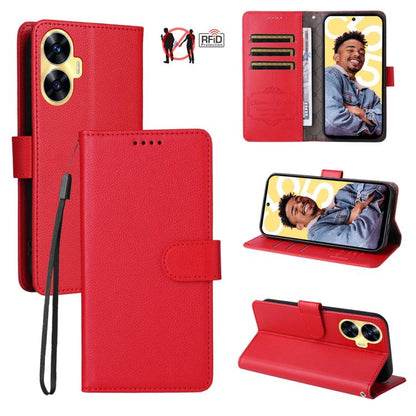 Litchi Texture RFID Blocking 3-Card Wallet Leather Phone Case, For Realme 16 Pro+ 5G, For Realme 16 Pro 5G, For Realme 15x 5G India / Realme C85 5G, For Realme C85 Pro 4G, For Realme 15T 5G, For Realme Narzo 80 Lite 4G / C71 India                      ...