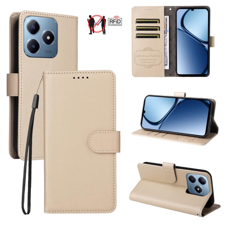 Litchi Texture RFID Blocking 3-Card Wallet Leather Phone Case, For Realme 16 Pro+ 5G, For Realme 16 Pro 5G, For Realme 15x 5G India / Realme C85 5G, For Realme C85 Pro 4G, For Realme 15T 5G, For Realme Narzo 80 Lite 4G / C71 India                      ...