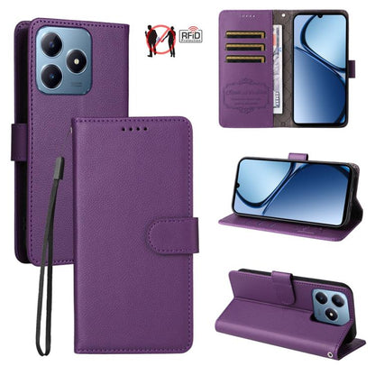 Litchi Texture RFID Blocking 3-Card Wallet Leather Phone Case, For Realme 16 Pro+ 5G, For Realme 16 Pro 5G, For Realme 15x 5G India / Realme C85 5G, For Realme C85 Pro 4G, For Realme 15T 5G, For Realme Narzo 80 Lite 4G / C71 India                      ...