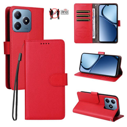 Litchi Texture RFID Blocking 3-Card Wallet Leather Phone Case, For Realme 16 Pro+ 5G, For Realme 16 Pro 5G, For Realme 15x 5G India / Realme C85 5G, For Realme C85 Pro 4G, For Realme 15T 5G, For Realme Narzo 80 Lite 4G / C71 India                      ...