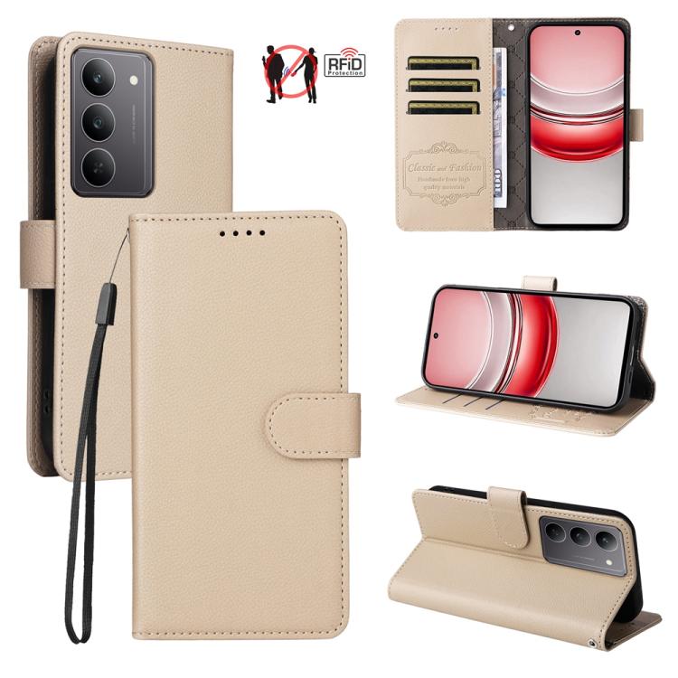 Litchi Texture RFID Blocking 3-Card Wallet Leather Phone Case, For Realme 16 Pro+ 5G, For Realme 16 Pro 5G, For Realme 15x 5G India / Realme C85 5G, For Realme C85 Pro 4G, For Realme 15T 5G, For Realme Narzo 80 Lite 4G / C71 India                      ...