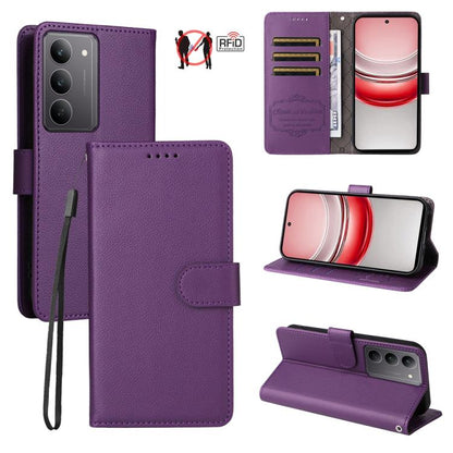 Litchi Texture RFID Blocking 3-Card Wallet Leather Phone Case, For Realme 16 Pro+ 5G, For Realme 16 Pro 5G, For Realme 15x 5G India / Realme C85 5G, For Realme C85 Pro 4G, For Realme 15T 5G, For Realme Narzo 80 Lite 4G / C71 India                      ...