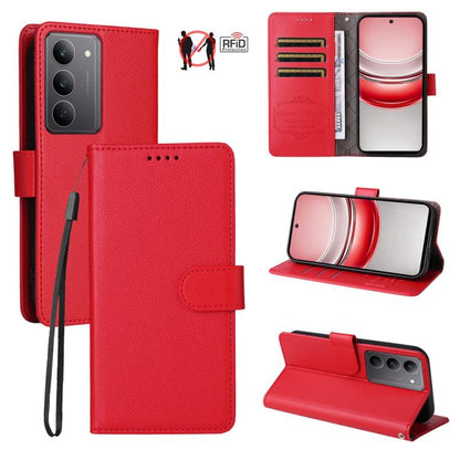 Litchi Texture RFID Blocking 3-Card Wallet Leather Phone Case, For Realme 16 Pro+ 5G, For Realme 16 Pro 5G, For Realme 15x 5G India / Realme C85 5G, For Realme C85 Pro 4G, For Realme 15T 5G, For Realme Narzo 80 Lite 4G / C71 India                      ...