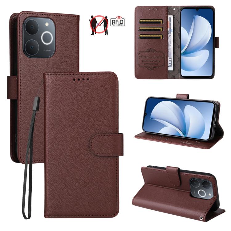 Litchi Texture RFID Blocking 3-Card Wallet Leather Phone Case, For Realme 16 Pro+ 5G, For Realme 16 Pro 5G, For Realme 15x 5G India / Realme C85 5G, For Realme C85 Pro 4G, For Realme 15T 5G, For Realme Narzo 80 Lite 4G / C71 India                      ...