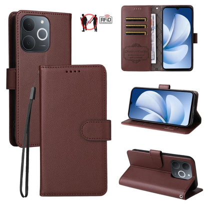 Litchi Texture RFID Blocking 3-Card Wallet Leather Phone Case, For Realme 16 Pro+ 5G, For Realme 16 Pro 5G, For Realme 15x 5G India / Realme C85 5G, For Realme C85 Pro 4G, For Realme 15T 5G, For Realme Narzo 80 Lite 4G / C71 India                      ...