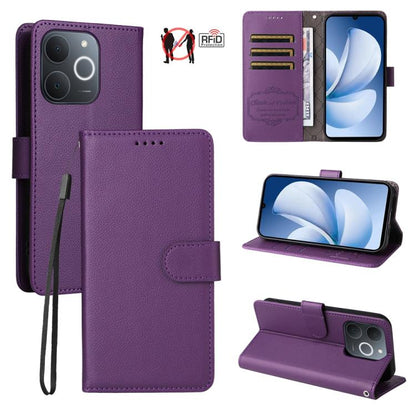 Litchi Texture RFID Blocking 3-Card Wallet Leather Phone Case, For Realme 16 Pro+ 5G, For Realme 16 Pro 5G, For Realme 15x 5G India / Realme C85 5G, For Realme C85 Pro 4G, For Realme 15T 5G, For Realme Narzo 80 Lite 4G / C71 India                      ...