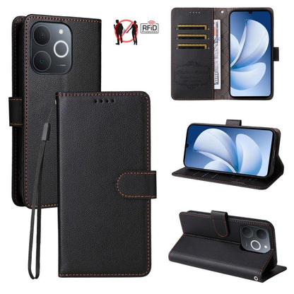 Litchi Texture RFID Blocking 3-Card Wallet Leather Phone Case, For Realme 16 Pro+ 5G, For Realme 16 Pro 5G, For Realme 15x 5G India / Realme C85 5G, For Realme C85 Pro 4G, For Realme 15T 5G, For Realme Narzo 80 Lite 4G / C71 India                      ...