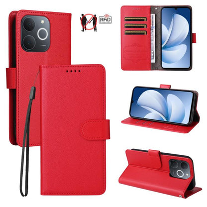 Litchi Texture RFID Blocking 3-Card Wallet Leather Phone Case, For Realme 16 Pro+ 5G, For Realme 16 Pro 5G, For Realme 15x 5G India / Realme C85 5G, For Realme C85 Pro 4G, For Realme 15T 5G, For Realme Narzo 80 Lite 4G / C71 India                      ...