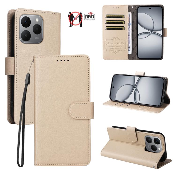 Litchi Texture RFID Blocking 3-Card Wallet Leather Phone Case, For Realme 16 Pro+ 5G, For Realme 16 Pro 5G, For Realme 15x 5G India / Realme C85 5G, For Realme C85 Pro 4G, For Realme 15T 5G, For Realme Narzo 80 Lite 4G / C71 India                      ...