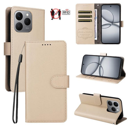 Litchi Texture RFID Blocking 3-Card Wallet Leather Phone Case, For Realme 16 Pro+ 5G, For Realme 16 Pro 5G, For Realme 15x 5G India / Realme C85 5G, For Realme C85 Pro 4G, For Realme 15T 5G, For Realme Narzo 80 Lite 4G / C71 India                      ...