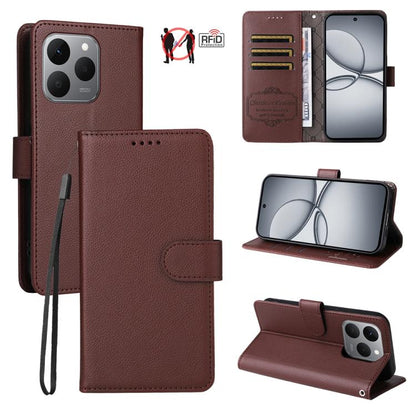 Litchi Texture RFID Blocking 3-Card Wallet Leather Phone Case, For Realme 16 Pro+ 5G, For Realme 16 Pro 5G, For Realme 15x 5G India / Realme C85 5G, For Realme C85 Pro 4G, For Realme 15T 5G, For Realme Narzo 80 Lite 4G / C71 India                      ...