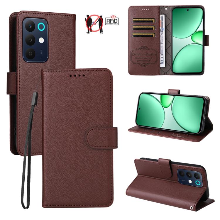 Litchi Texture RFID Blocking 3-Card Wallet Leather Phone Case, For Realme 16 Pro+ 5G, For Realme 16 Pro 5G, For Realme 15x 5G India / Realme C85 5G, For Realme C85 Pro 4G, For Realme 15T 5G, For Realme Narzo 80 Lite 4G / C71 India                      ...
