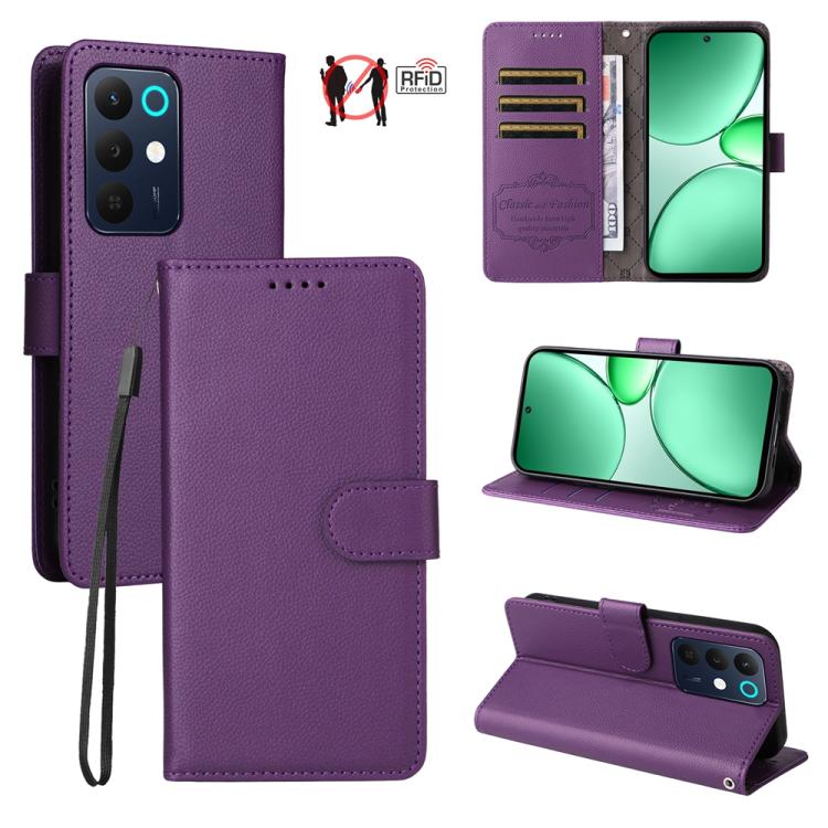 Litchi Texture RFID Blocking 3-Card Wallet Leather Phone Case, For Realme 16 Pro+ 5G, For Realme 16 Pro 5G, For Realme 15x 5G India / Realme C85 5G, For Realme C85 Pro 4G, For Realme 15T 5G, For Realme Narzo 80 Lite 4G / C71 India                      ...