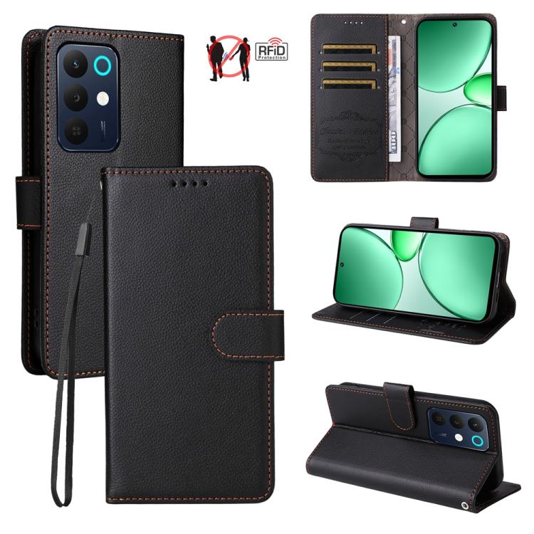 Litchi Texture RFID Blocking 3-Card Wallet Leather Phone Case, For Realme 16 Pro+ 5G, For Realme 16 Pro 5G, For Realme 15x 5G India / Realme C85 5G, For Realme C85 Pro 4G, For Realme 15T 5G, For Realme Narzo 80 Lite 4G / C71 India                      ...