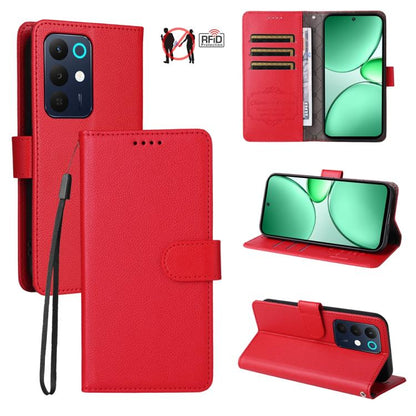 Litchi Texture RFID Blocking 3-Card Wallet Leather Phone Case, For Realme 16 Pro+ 5G, For Realme 16 Pro 5G, For Realme 15x 5G India / Realme C85 5G, For Realme C85 Pro 4G, For Realme 15T 5G, For Realme Narzo 80 Lite 4G / C71 India                      ...