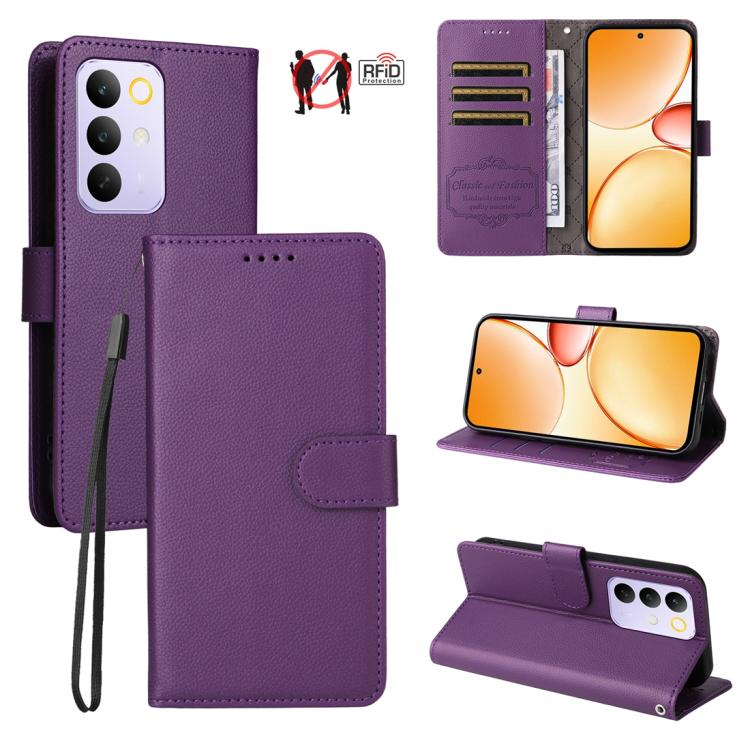 Litchi Texture RFID Blocking 3-Card Wallet Leather Phone Case, For Realme 16 Pro+ 5G, For Realme 16 Pro 5G, For Realme 15x 5G India / Realme C85 5G, For Realme C85 Pro 4G, For Realme 15T 5G, For Realme Narzo 80 Lite 4G / C71 India                      ...