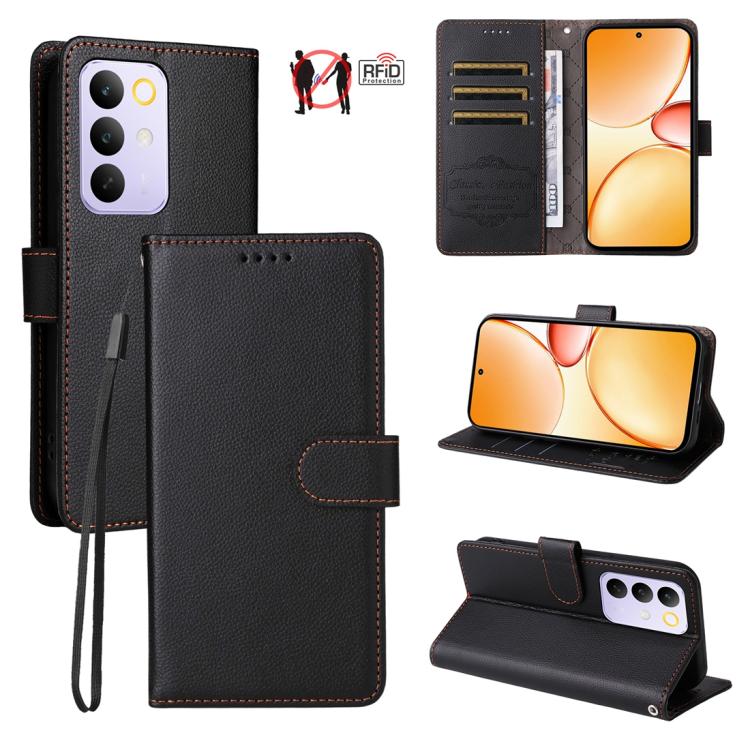 Litchi Texture RFID Blocking 3-Card Wallet Leather Phone Case, For Realme 16 Pro+ 5G, For Realme 16 Pro 5G, For Realme 15x 5G India / Realme C85 5G, For Realme C85 Pro 4G, For Realme 15T 5G, For Realme Narzo 80 Lite 4G / C71 India                      ...