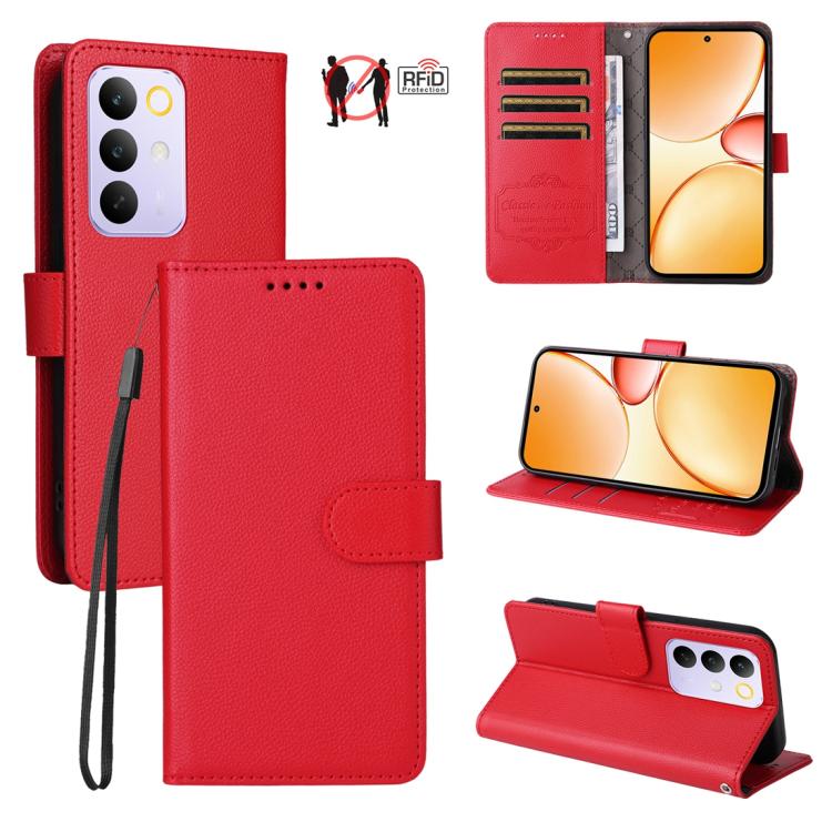 Litchi Texture RFID Blocking 3-Card Wallet Leather Phone Case, For Realme 16 Pro+ 5G, For Realme 16 Pro 5G, For Realme 15x 5G India / Realme C85 5G, For Realme C85 Pro 4G, For Realme 15T 5G, For Realme Narzo 80 Lite 4G / C71 India                      ...
