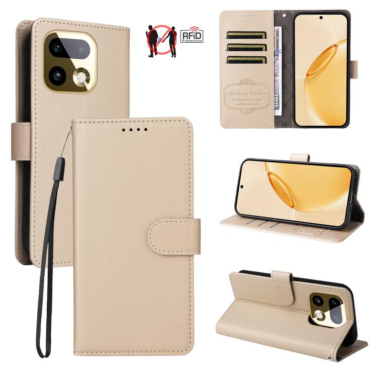 Litchi Texture RFID Blocking 3-Card Wallet Leather Phone Case, For Realme P4R 5G / P4x 4G / C100 4G / C100i, For Realme 16 Pro+ 5G, For Realme 16 Pro 5G, For Realme P4x 5G, For Realme 15x 5G India / Realme C85 5G, For Realme C85 Pro 4G, For Realme 15T ...