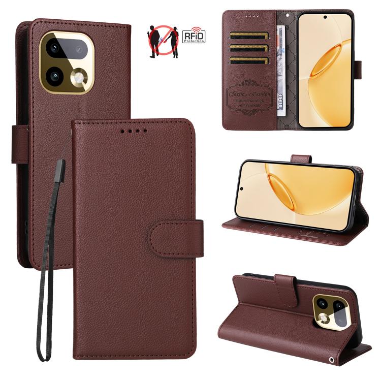 Litchi Texture RFID Blocking 3-Card Wallet Leather Phone Case, For Realme 16 Pro+ 5G, For Realme 16 Pro 5G, For Realme 15x 5G India / Realme C85 5G, For Realme C85 Pro 4G, For Realme 15T 5G, For Realme Narzo 80 Lite 4G / C71 India                      ...