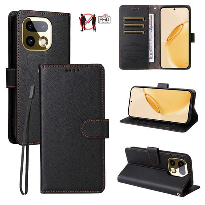 Litchi Texture RFID Blocking 3-Card Wallet Leather Phone Case, For Realme P4R 5G / P4x 4G / C100 4G / C100i, For Realme 16 Pro+ 5G, For Realme 16 Pro 5G, For Realme P4x 5G, For Realme 15x 5G India / Realme C85 5G, For Realme C85 Pro 4G, For Realme 15T ...