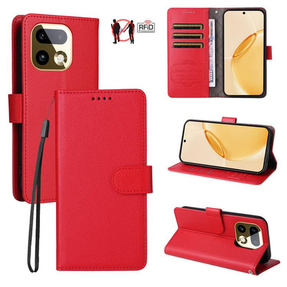 Litchi Texture RFID Blocking 3-Card Wallet Leather Phone Case, For Realme 16 Pro+ 5G, For Realme 16 Pro 5G, For Realme 15x 5G India / Realme C85 5G, For Realme C85 Pro 4G, For Realme 15T 5G, For Realme Narzo 80 Lite 4G / C71 India                      ...
