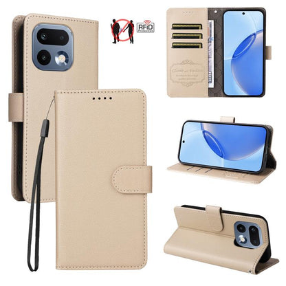 Litchi Texture RFID Blocking 3-Card Wallet Leather Phone Case, For Realme P4R 5G / P4x 4G / C100 4G / C100i, For Realme 16 Pro+ 5G, For Realme 16 Pro 5G, For Realme P4x 5G, For Realme 15x 5G India / Realme C85 5G, For Realme C85 Pro 4G, For Realme 15T ...