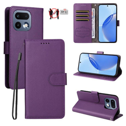 Litchi Texture RFID Blocking 3-Card Wallet Leather Phone Case, For Realme P4R 5G / P4x 4G / C100 4G / C100i, For Realme 16 Pro+ 5G, For Realme 16 Pro 5G, For Realme P4x 5G, For Realme 15x 5G India / Realme C85 5G, For Realme C85 Pro 4G, For Realme 15T ...