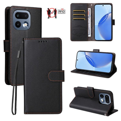 Litchi Texture RFID Blocking 3-Card Wallet Leather Phone Case, For Realme P4R 5G / P4x 4G / C100 4G / C100i, For Realme 16 Pro+ 5G, For Realme 16 Pro 5G, For Realme P4x 5G, For Realme 15x 5G India / Realme C85 5G, For Realme C85 Pro 4G, For Realme 15T ...