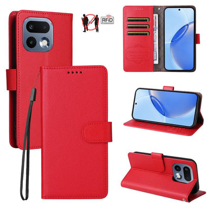Litchi Texture RFID Blocking 3-Card Wallet Leather Phone Case, For Realme P4R 5G / P4x 4G / C100 4G / C100i, For Realme 16 Pro+ 5G, For Realme 16 Pro 5G, For Realme P4x 5G, For Realme 15x 5G India / Realme C85 5G, For Realme C85 Pro 4G, For Realme 15T ...
