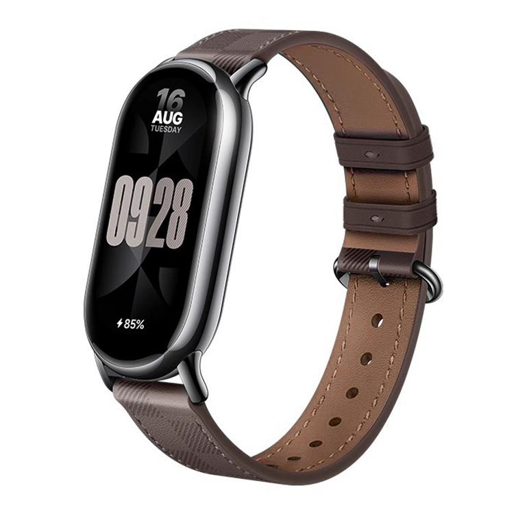 xDfind Plaid Texture Leather Watch Band, For Xiaomi Smart Band 11 / 10 / 9 / 8