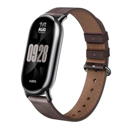 xDfind Plaid Texture Leather Watch Band, For Xiaomi Smart Band 11 / 10 / 9 / 8