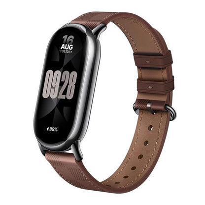 xDfind Plaid Texture Leather Watch Band, For Xiaomi Smart Band 11 / 10 / 9 / 8