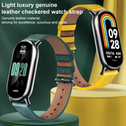 xDfind Plaid Texture Leather Watch Band, For Xiaomi Smart Band 11 / 10 / 9 / 8